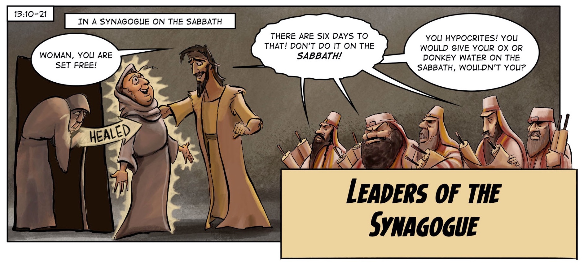 Luke 13_10-17 Jesus heals a woman on the sabbath